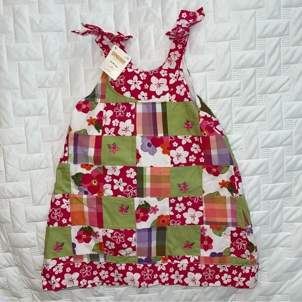 NWT Gymboree Patchwork 2013 Tropical Floral Dress With Bloomers sz 12-18 month